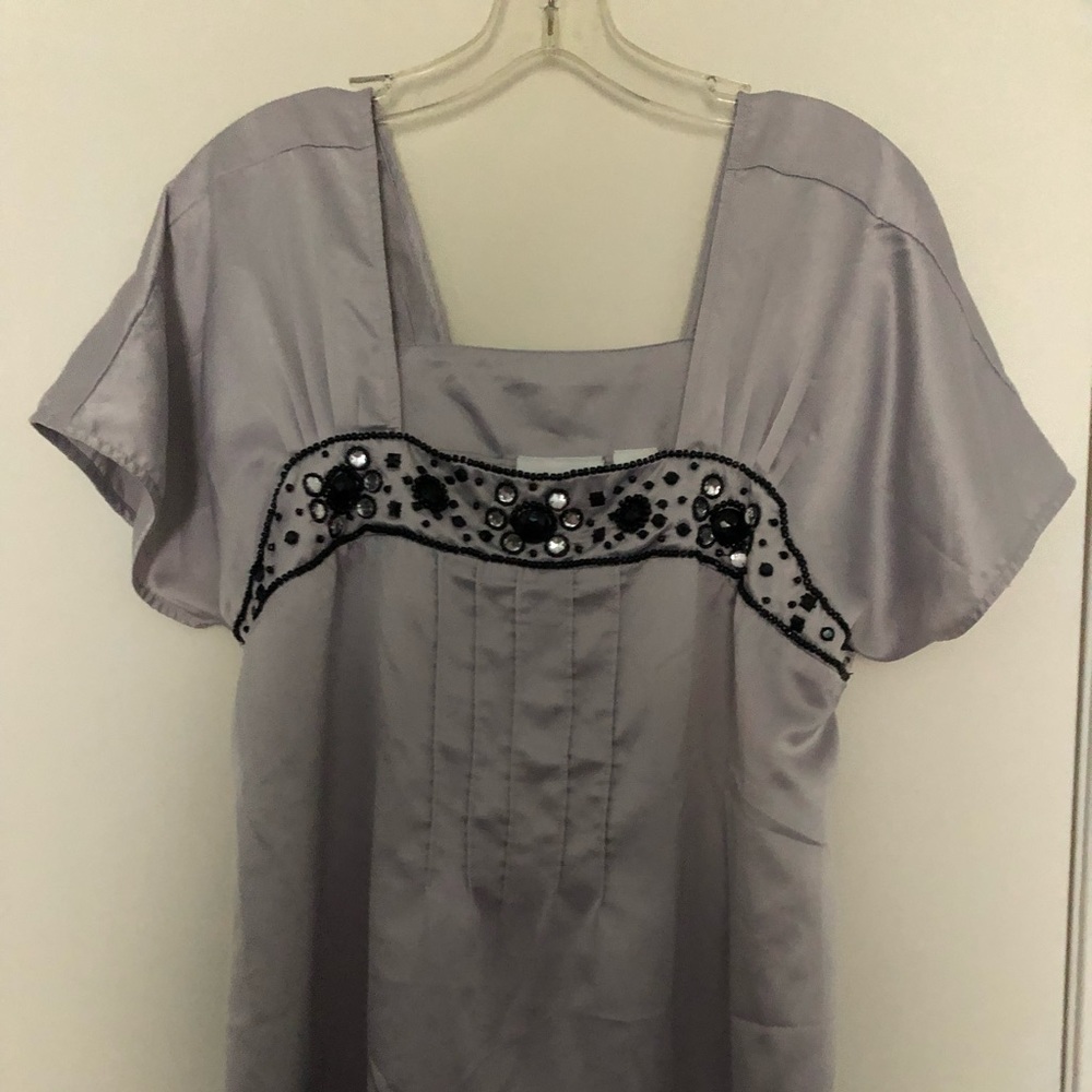 Dressy satin tunic blouse